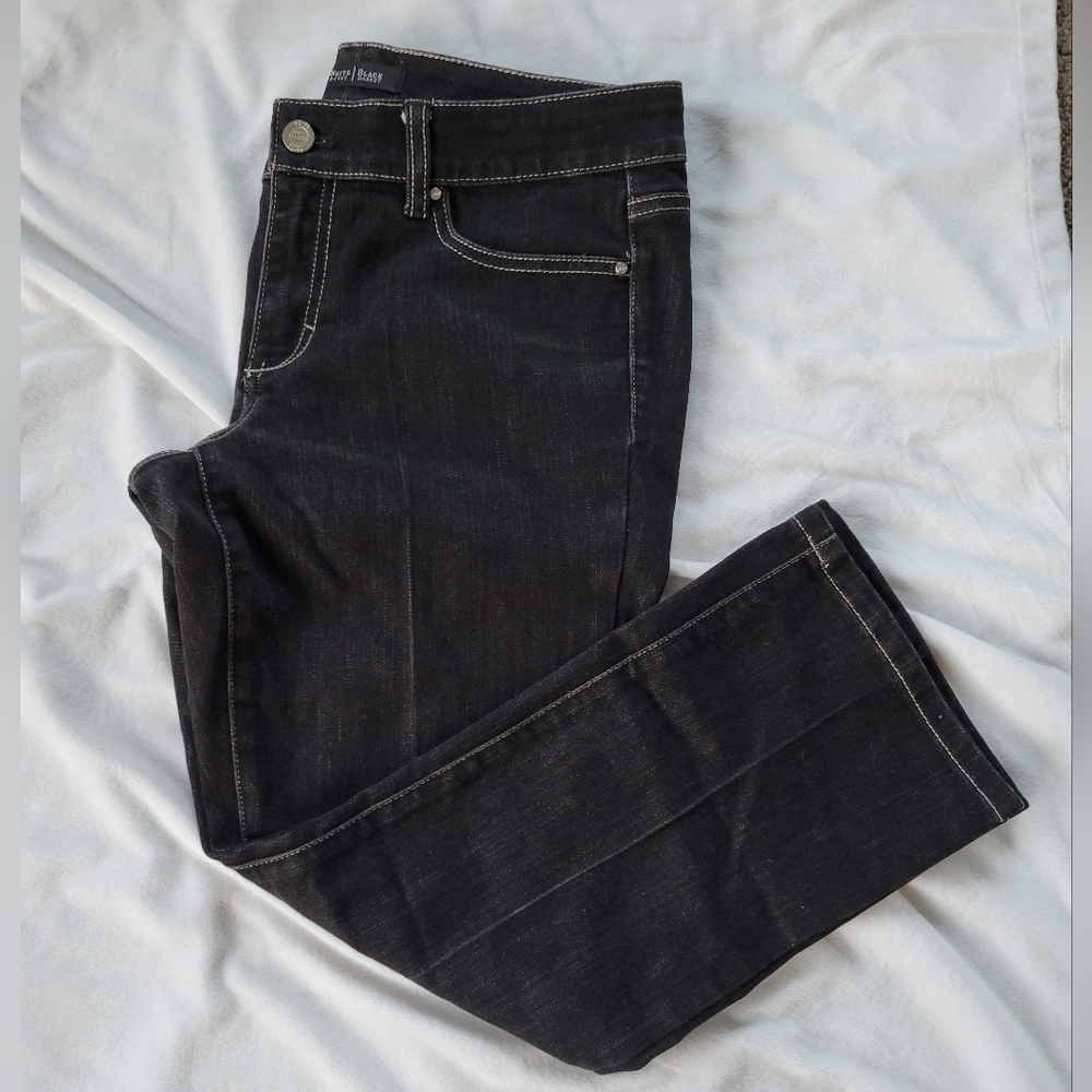 WHBM black cropped flare jeans 6